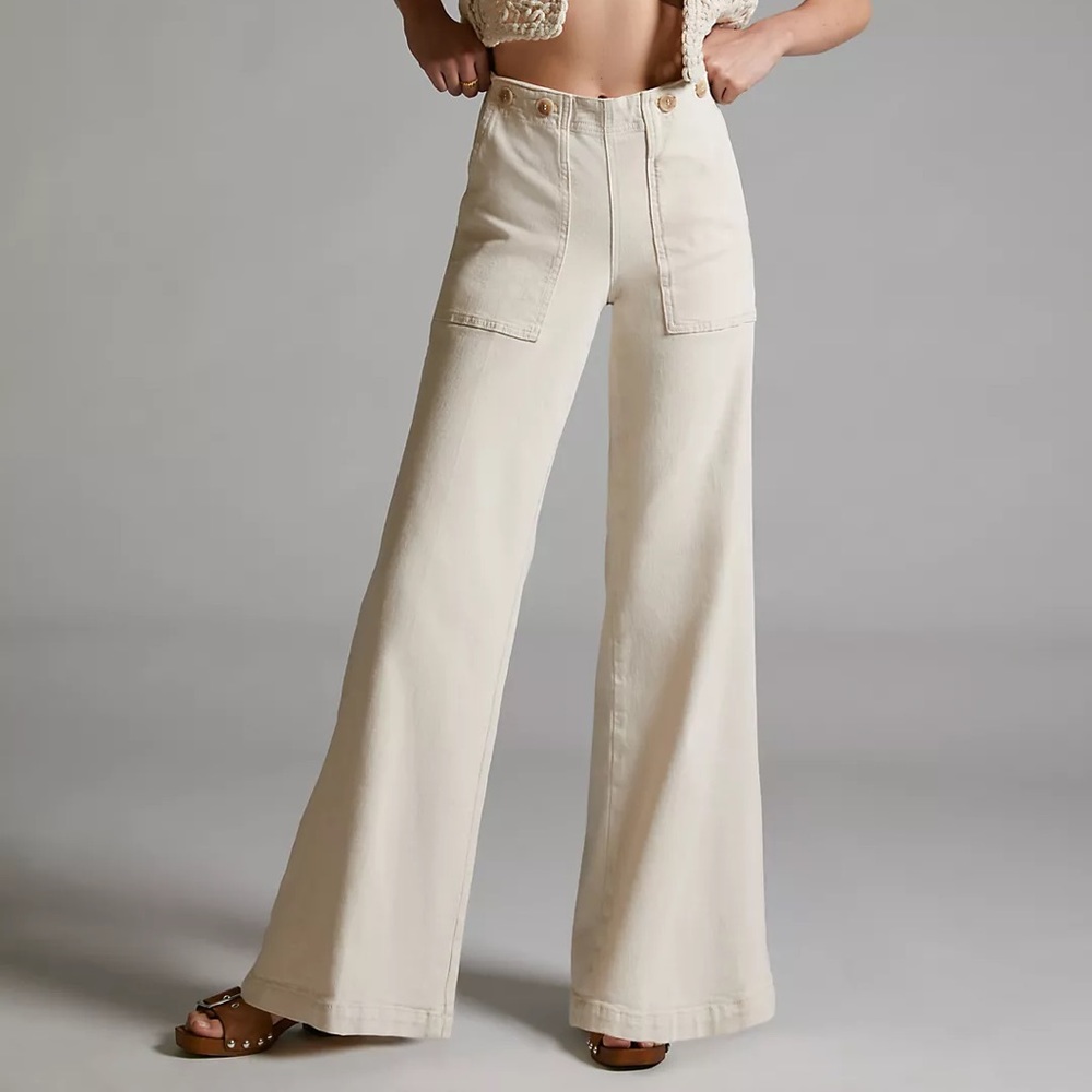 Cream The Kit Wide Leg Utility Trousers by Pilcro